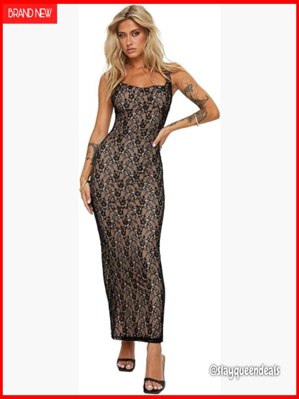 Lace Maxi Dress Cowl Neck Women's Formal